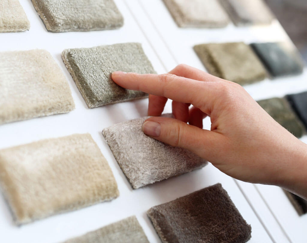 Picking sample carpets, Huddersfield